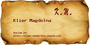 Klier Magdolna névjegykártya